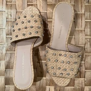 ALMOST NEW - Loeffler Randall Wedge Slide Sandals With Rhinestones - size 6
